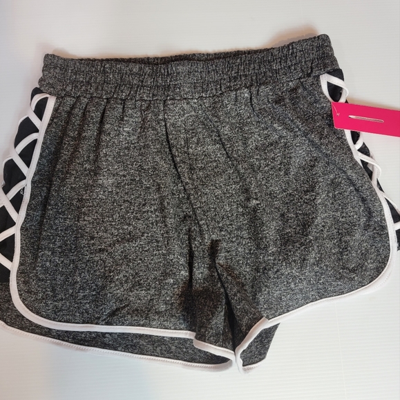 Shosho Shorts Womens Medium Black Gray Pull On Elastic Waist Stretch Active. mb - Picture 5 of 8